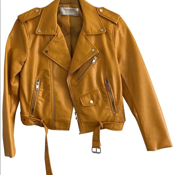 Zara vegan leather jacket like new! Mustard Yellow - Picture 1 of 8